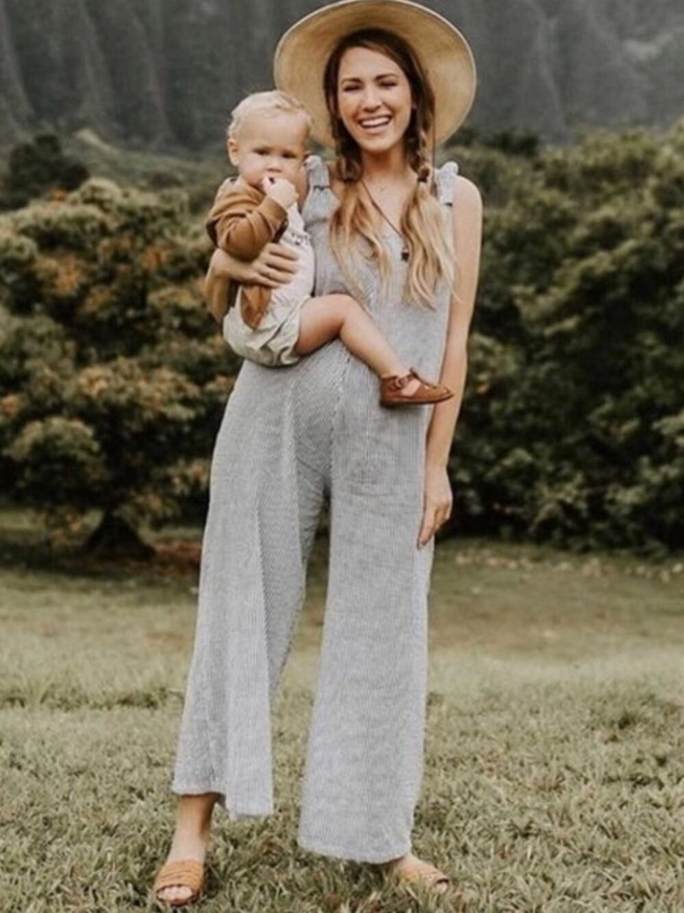 Beachwood Baby 100% Cotton The Everyday Jumpsuit Striped Wide Leg XS Maternity